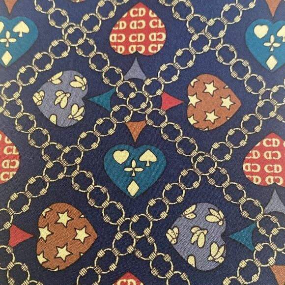 Christian Dior 100% Silk Hearts Patchwork CD Monogram Multicolour Tie - Picture 5 of 10